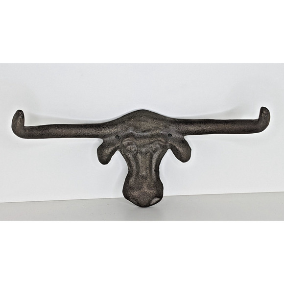 Longhorn Bull Steer Wall Hook Coat Hat Hanger Rustic 10" Wide - Picture 1 of 4